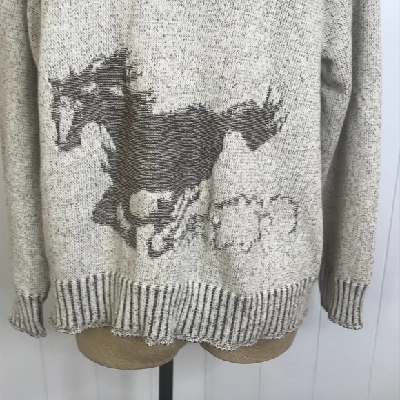 Back on The Ranch Button Up Hooded Cardigan with Horse Woven in Back SZ XL - Picture 7 of 10